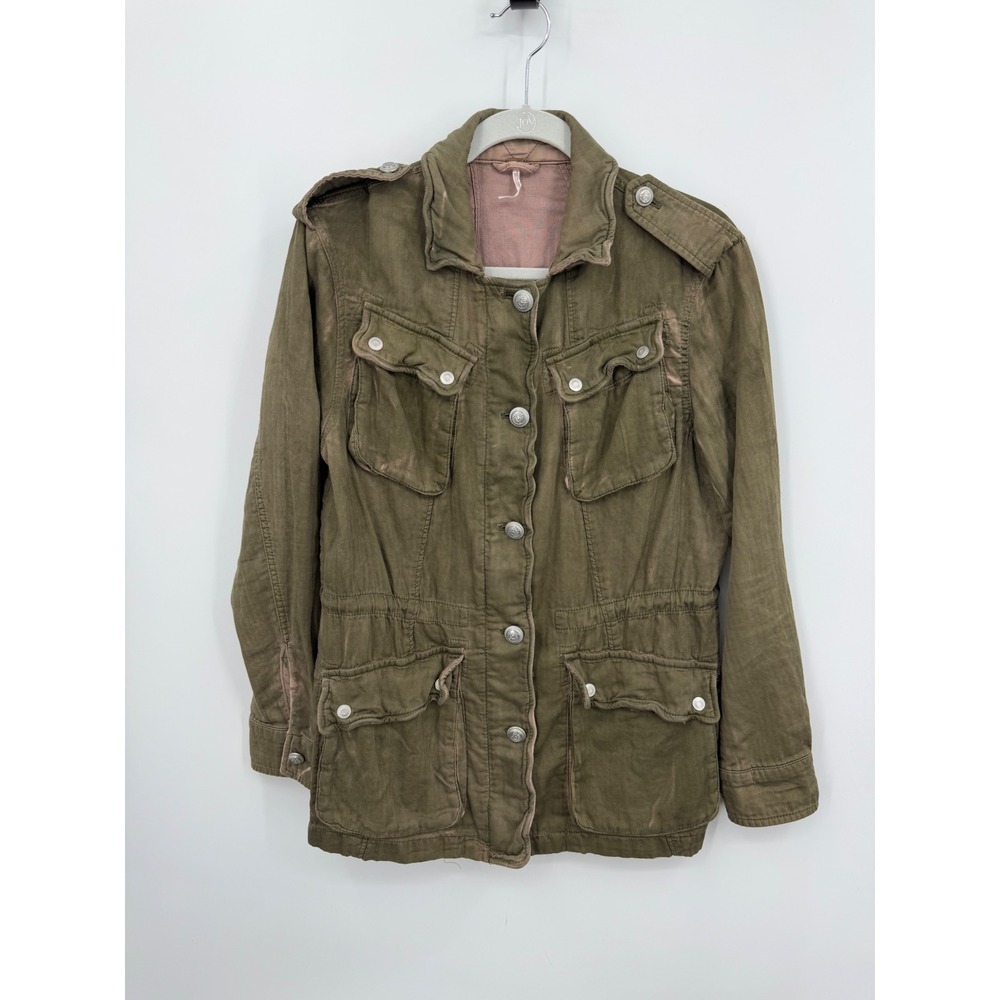 Free People Not Your Brothers Surplus Jacket Womens XS Olive Green Utility Cargo